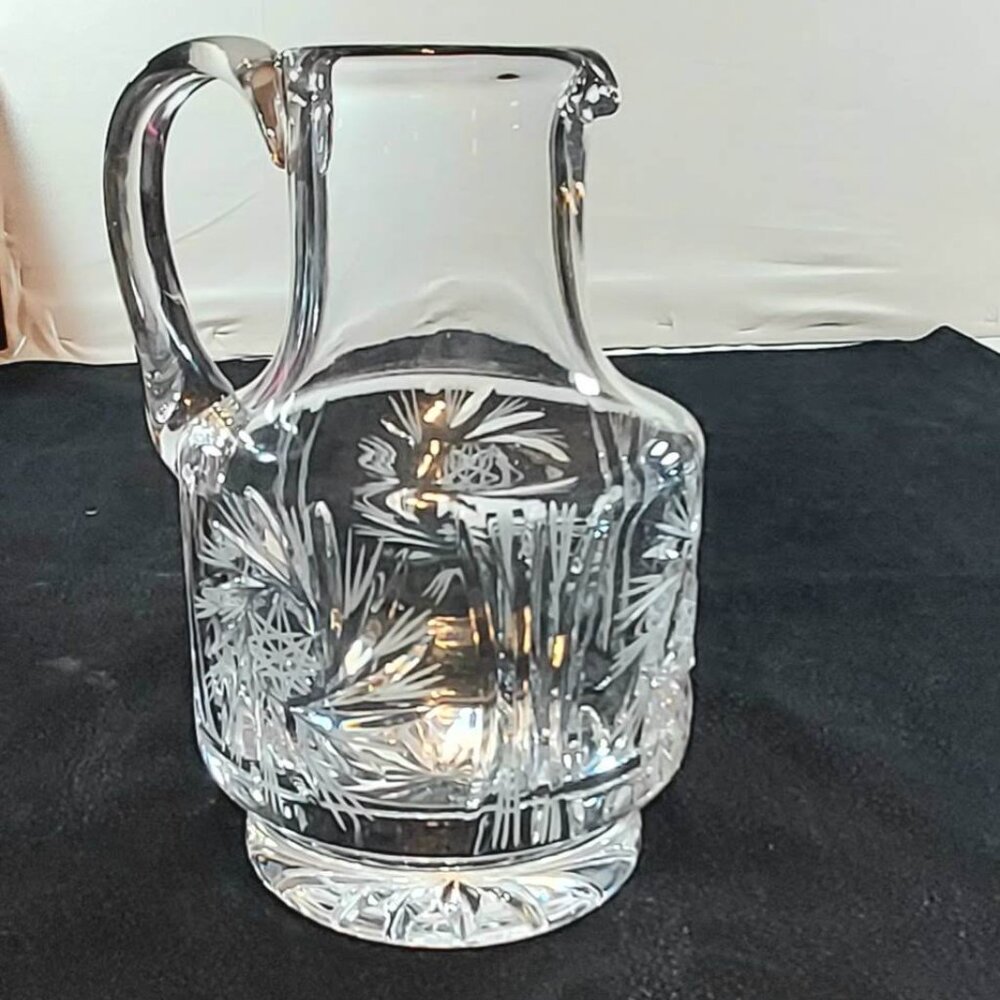 Bahemian/Czech Crystal Pinwheel Cut Glass Pitcher  1820=1940 ? Star Of David